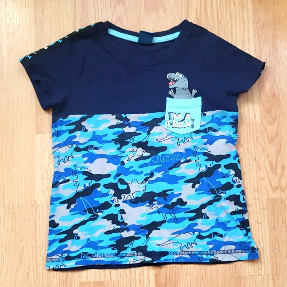 5 European Short sleeves 100% cotton Boy's Dinosaurs Tops Size 3/4